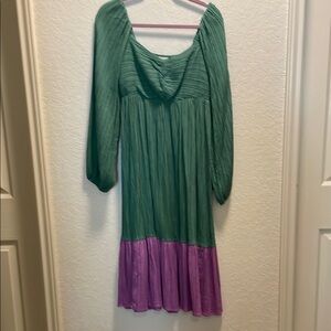 ODDY Green Midi Sundress with Bishop Sleeves